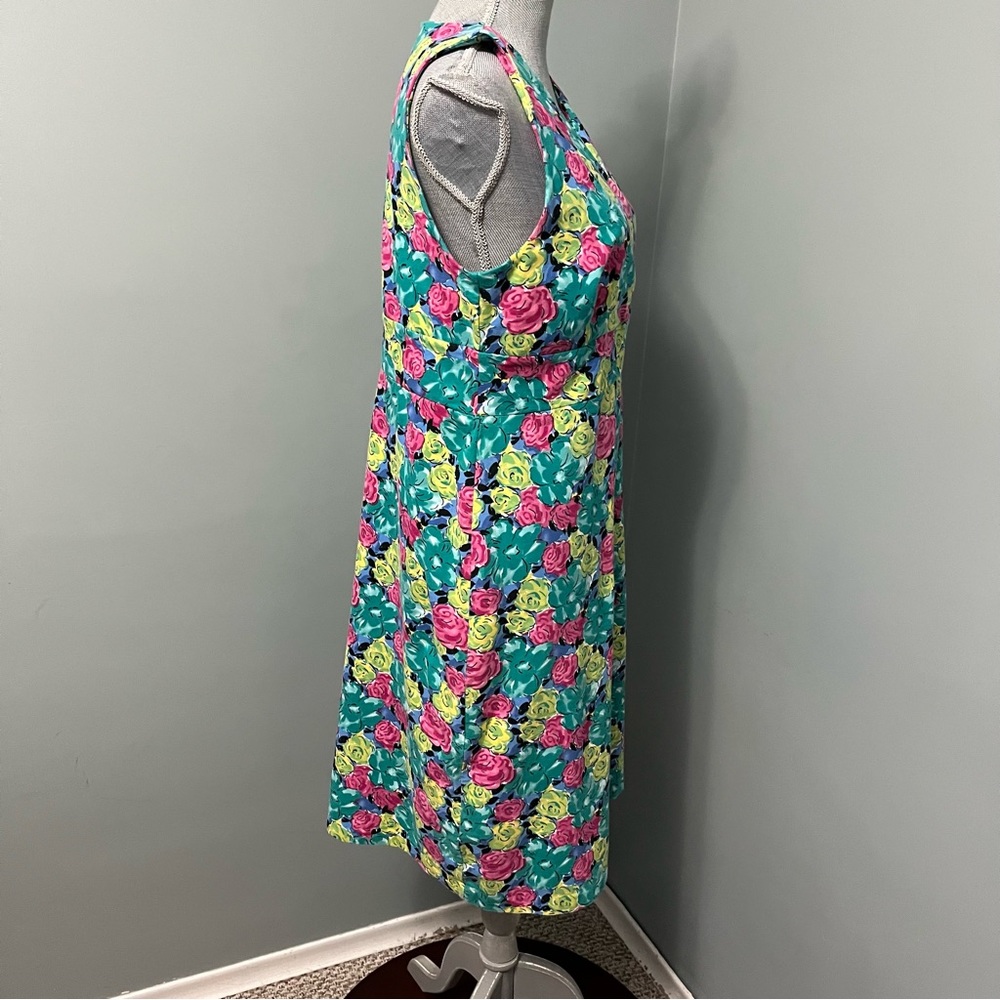 TALBOTS cocktail Dress sleeveless multicolour floral print size medium wedding - Picture 8 of 8